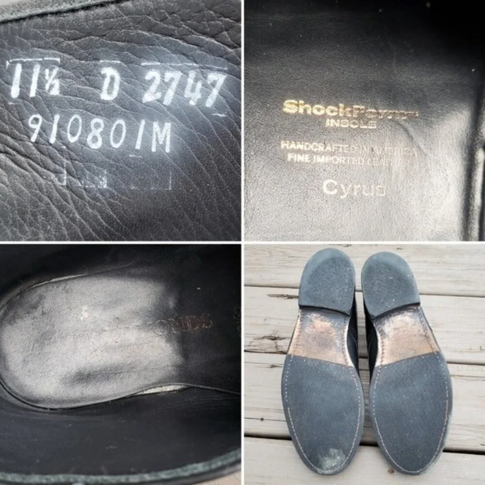 Allen Edmonds Cyrus Black Leather 2‎ Eye Lace-up Comfort Shock Form Chukka Boots